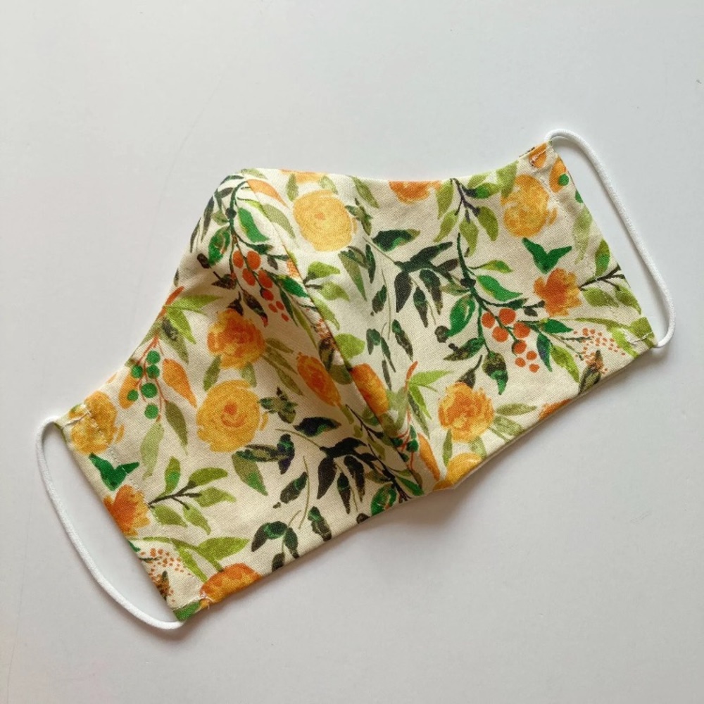 Yellow Floral Mask w/ Pocket For Filter